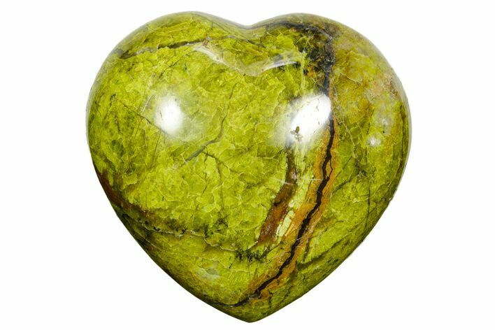 Polished Green Pistachio Opal Heart - Madagascar #361596